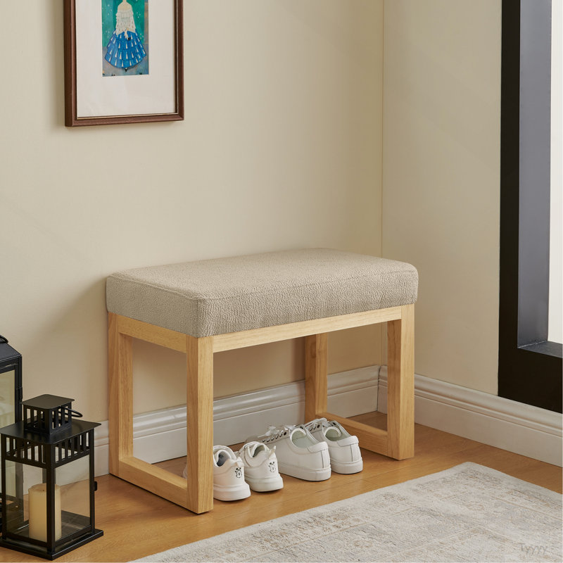 Shoe-Changing Bench, A Shoe-Changing Bench With A Wooden Frame And A Soft Cushioned Seat, Can Be Placed Freely And Is Suitable For Small Spaces Without Taking Up Much Space -Brown