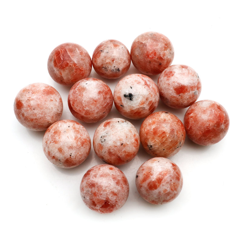 Natural Polished Gemstone Sphere, Decorative Accent, Smooth Ball Home Decor, 15-25mm, Sunstone