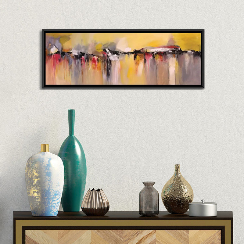 « chaleureux rain », reproduction sur toile, H 12 po x l 36 po x P 1,5 po, Cadre noir