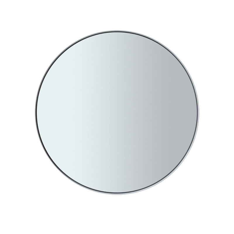 31'' Smoke Tinted Round Accent Mirror with White Steel Rim
