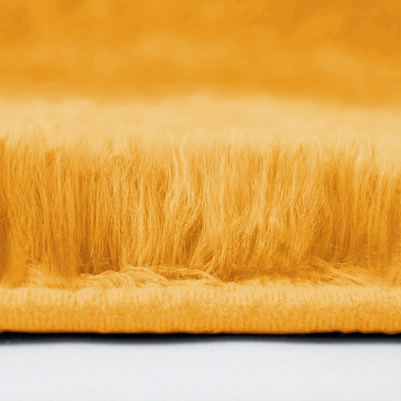 Machine Tufted High Pile Shag Area Rug(Ultra Soft & Fluffy), Ochre, Rectangle 80 x 150 cm