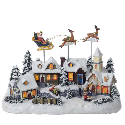 Battery Operated Musical LED Village with Santa and Deer