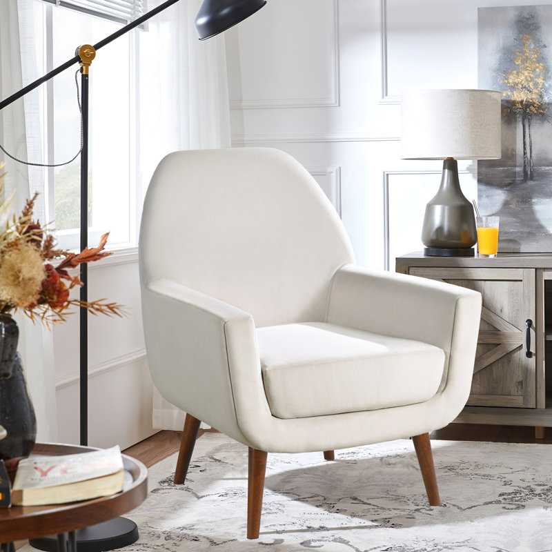 Chaise avec accoudoirs Soft Touch - Style moderne Mid-Century avec base en velours de tissu
