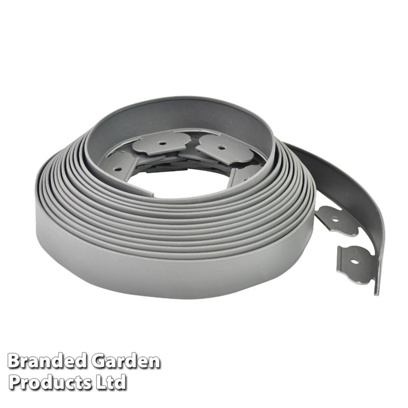 Shellie Plastic Lawn Edging, Grey, 12.5cm
