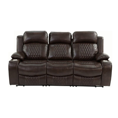 Contemporary Power Motion Seat With Brown And Adjustable Armrest Cup Holder