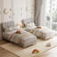 Structure de lit simple, lit plateforme tapissier avec tête de lit Wave pour enfants, assemblage facile, support de lattes en bois, aucun sommier requis-1348544222