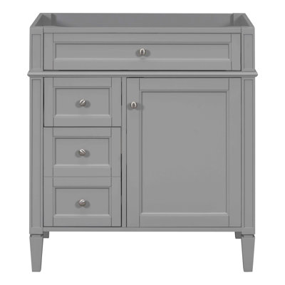 Meuble-lavabo de salle de bain de 30 po sans lavabo supérieur, armoire de rangement moderne avec 2 tiroirs et un tiroir rabattable (BASSIN INCLUS)