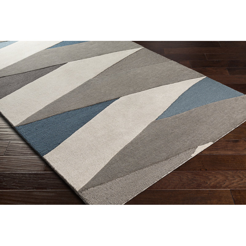 Amyerra Wool Geometric Indoor Rug, Rectangle 8'10" x 12'