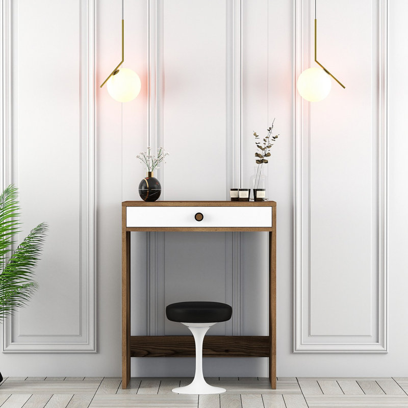Table de maquillage, Brun / blanc