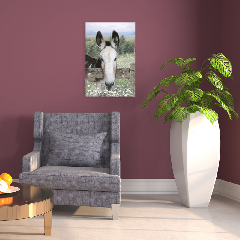 «Curious Donkey Abstract Contemporary Horse Landscape Nature», art mural, H 24 po x l 16 po