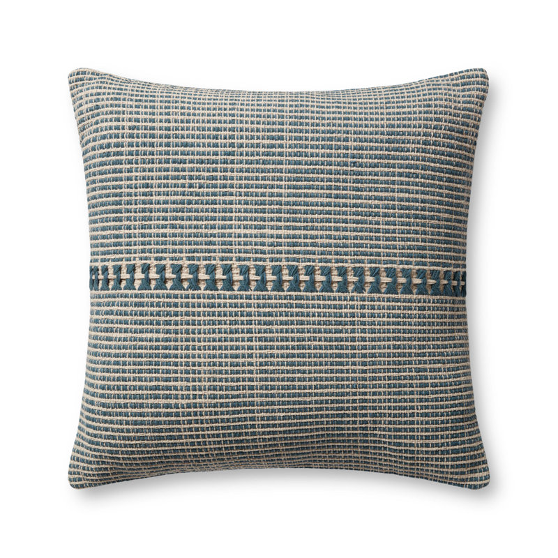 Coussin Harvey, Bleu / Naturel, H 22 po x l 22 po