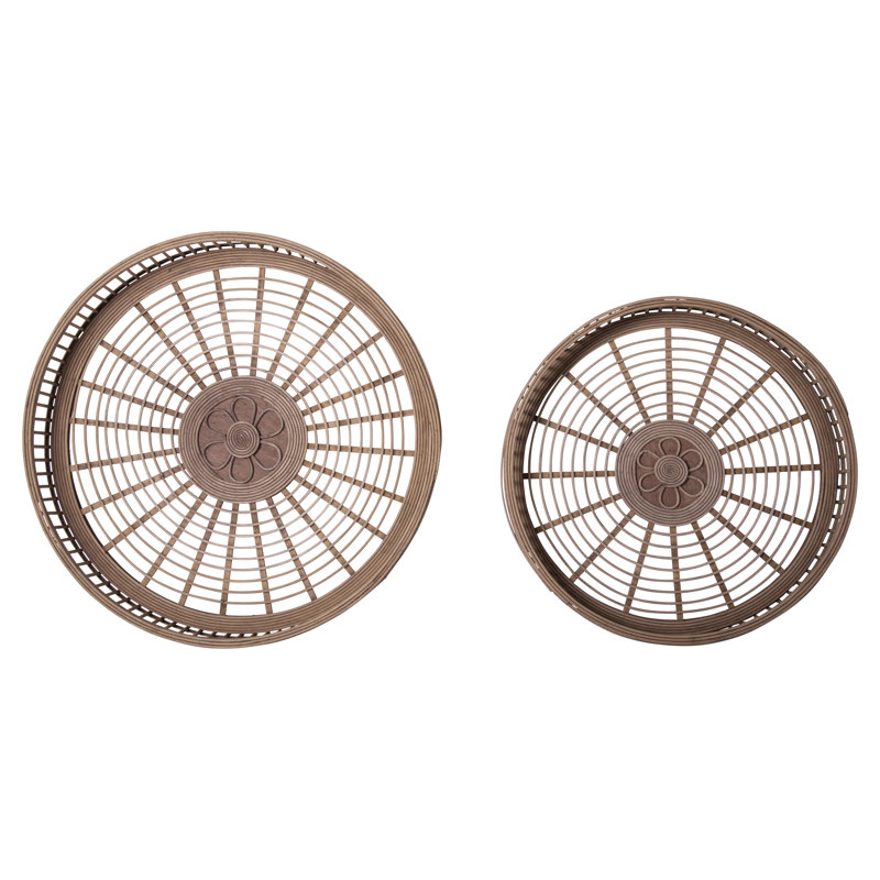 Ensemble de 2 plateaux en rotin