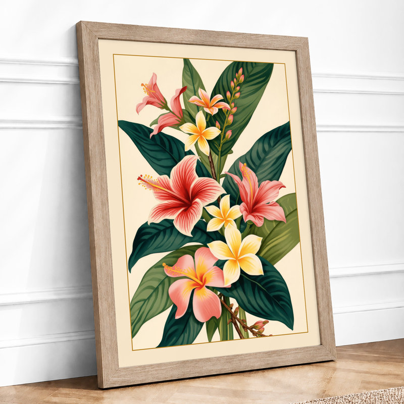 Flowering Stem Study Botanical - Framed Print, Oak, A4 - 29.7 x 21.0 cm