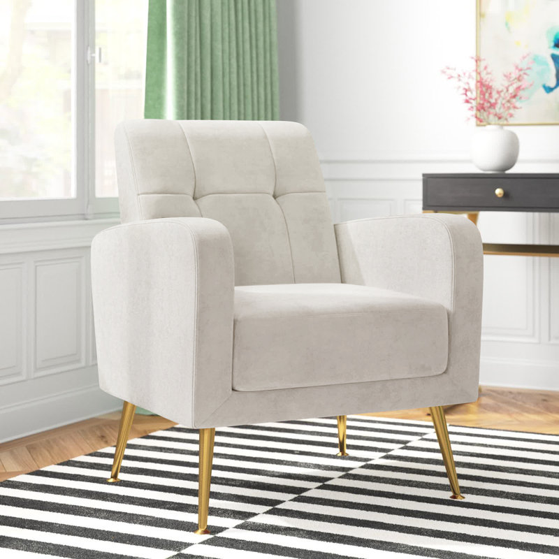 Floriana Upholstered Armchair, Beige 100% Polyester