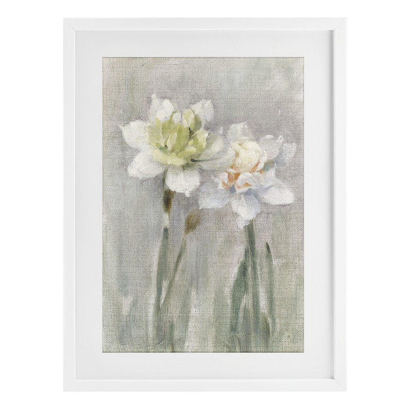 «Twin White Daffodils», reproduction encadrée sous verre, conception de Stellar Design Studio, H 23 po x l 17 po