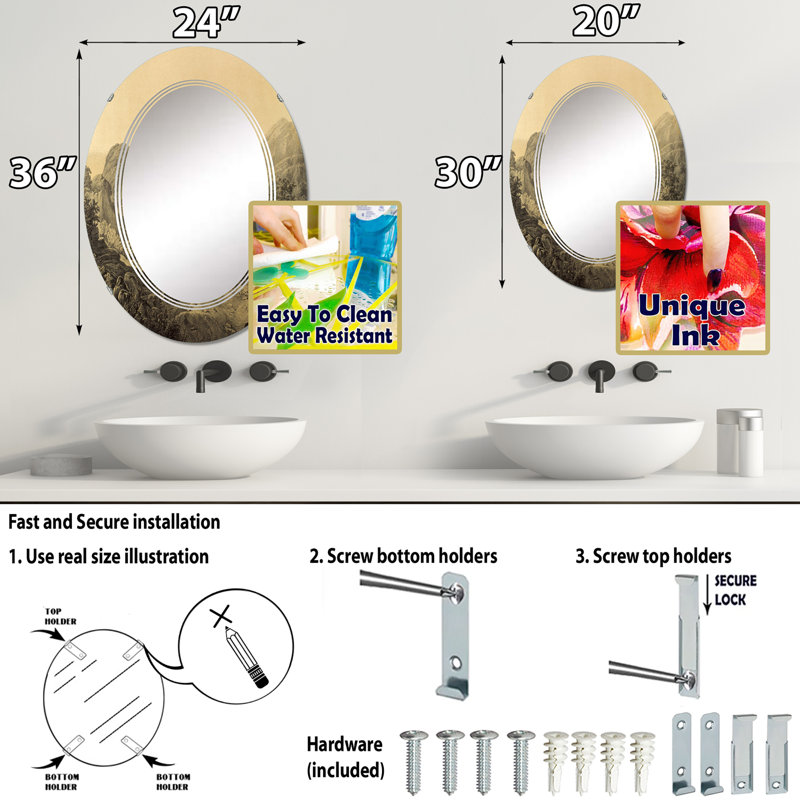 Miroir de salle de bain sans cadre, 36 po x 24 po