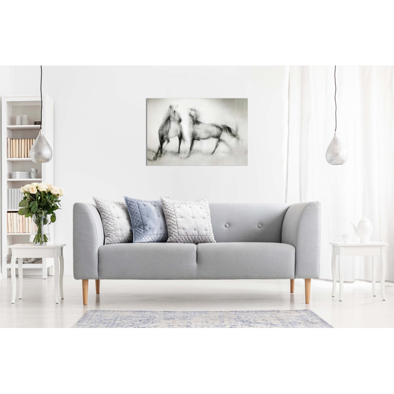 Horses Blurry Sketch - Wrapped Canvas Art Prints, 20cm H x 31cm W