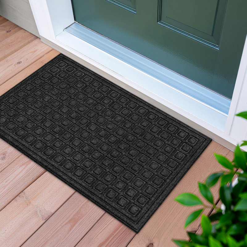 Textures Blocks Non Slip Weather and Stain Resistant Entrance Doormat, Gray, 18" W x 30" L