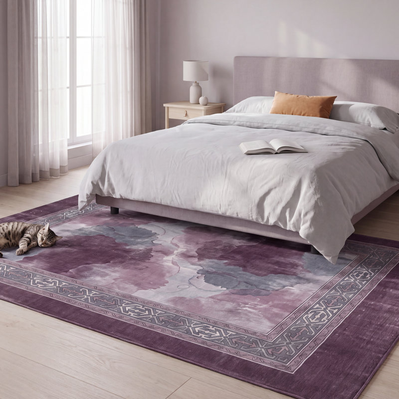 Tapis Creek2 moderne à l'aquarelle abstraite grise et blanche, lavable en machine, antidérapant, à poils courts, pour intérieur et extérieur, adapté aux animaux domestiques, idéal pour le salon, la chambre, la salle à manger, l'entrée, le corridor ou le bureau.