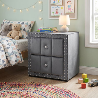 Gianni 2-Drawer Velvet Nightstand