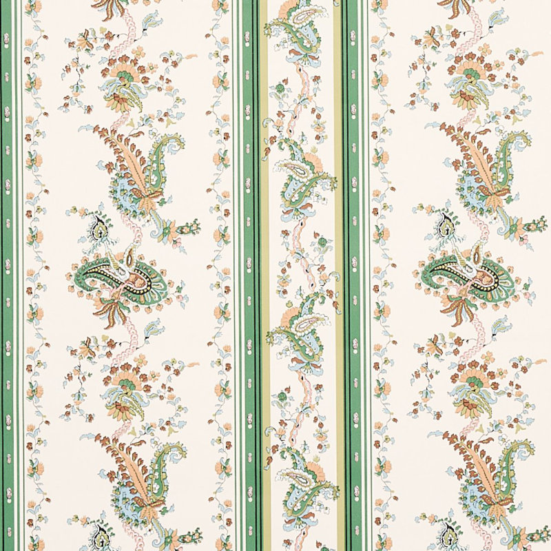 Elena Paisley Stripe Wallpaper, Green