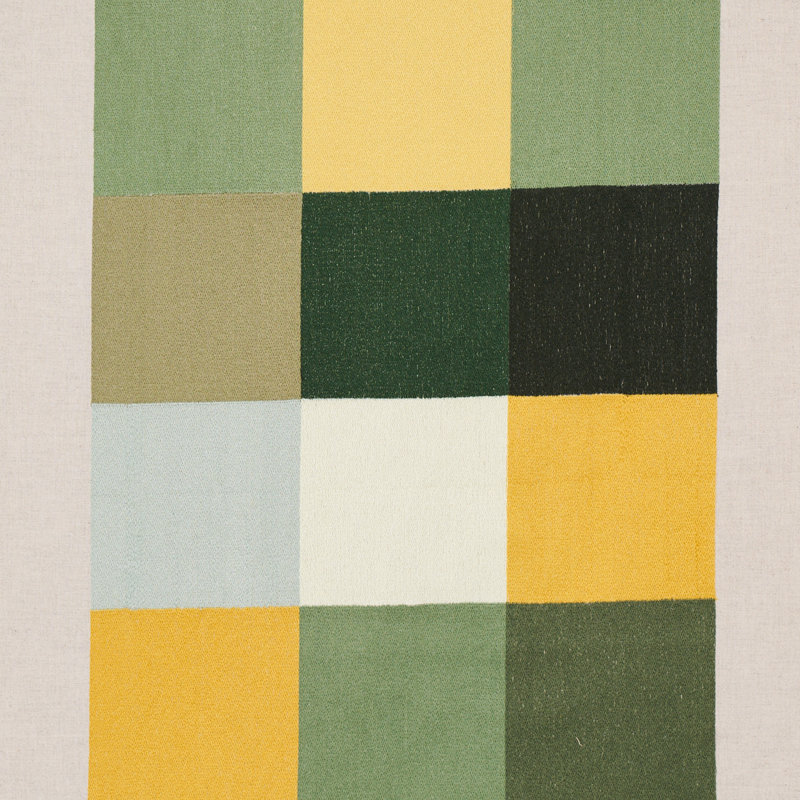 Schumacher x David Kaihoi Embroidered Tile Fabric, Green