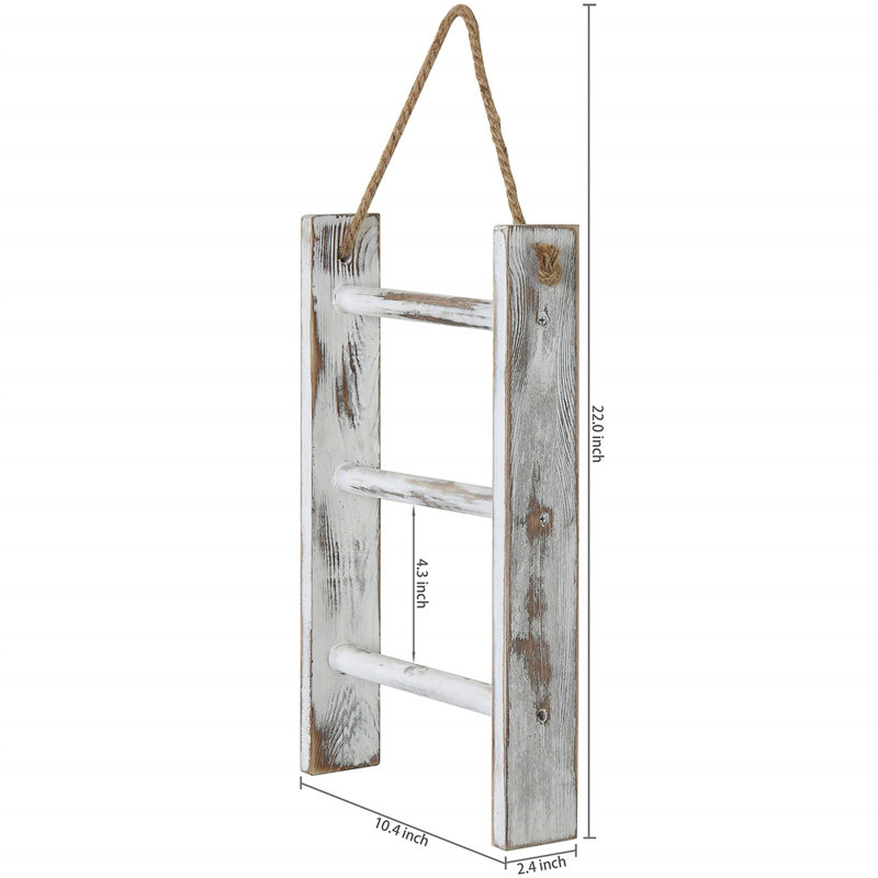 10.5'' Wood 3 - Bar Hanging Hand Towel Bar, Whitewashed