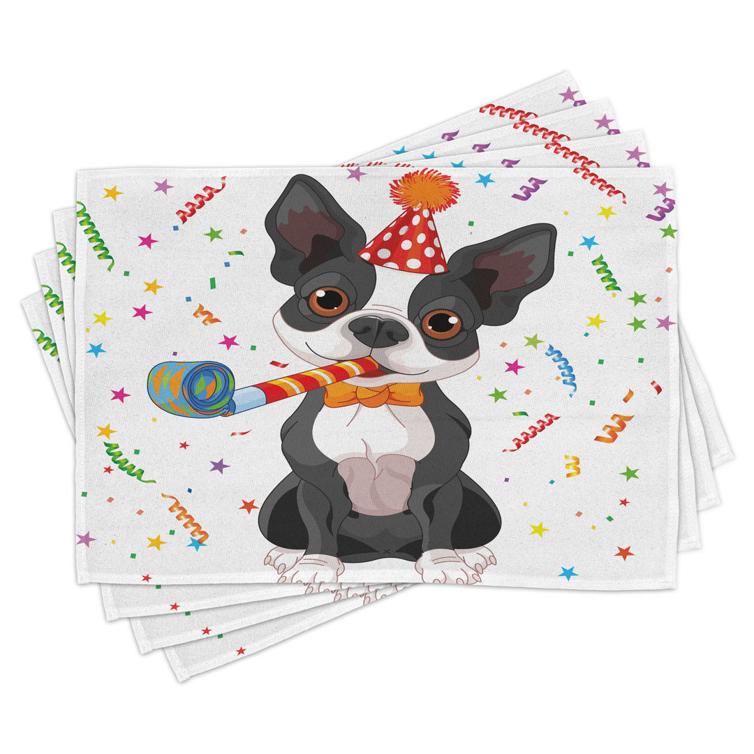 Platzmatten, Boston-Terrier-Hund, Geburtstag, Mehrfarbig