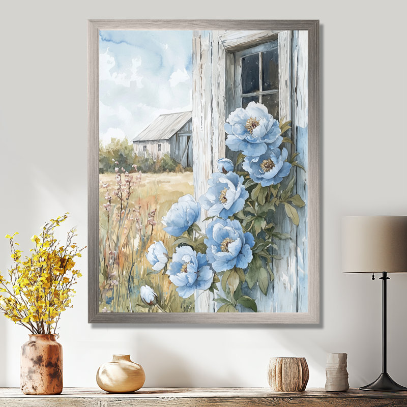 Kilraghts - Art mural sur toile florale, H 44 po x l 34 po, Avec cadre, Argent argent