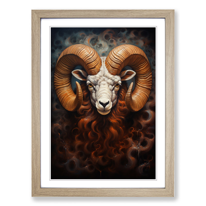 Aries Zodiac Realism - Framed Print, Oak Framed, 34cm H x 25cm W x 2cm D