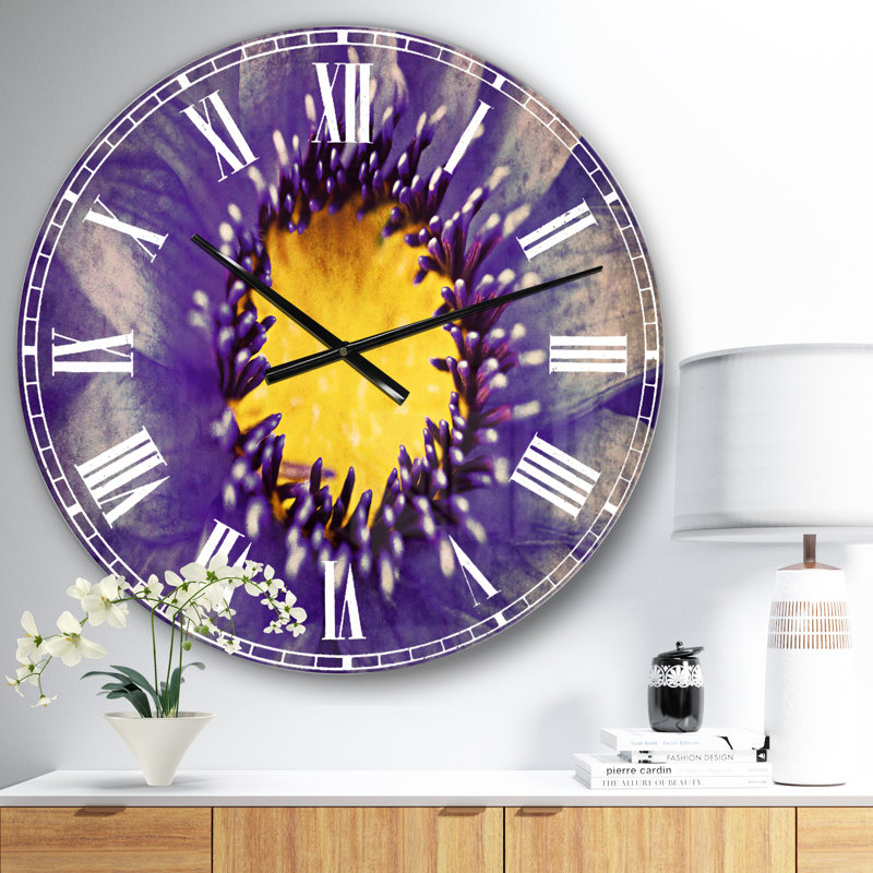 Aquarelle de lotus bleu - horloge murale traditionnelle, Petit