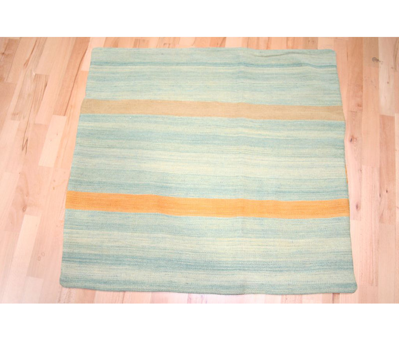 Tapis unique turquoise / orange / bleu de 2 pi 11 po x 3 pi 1 po