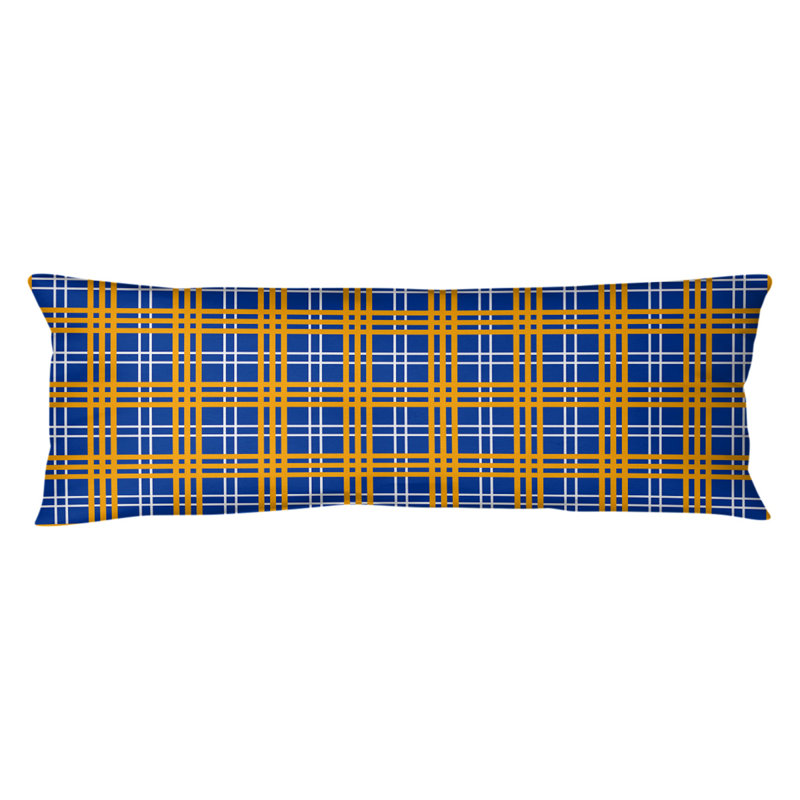Polyester Medium Pillow, Blue/White/Gold, Plush Fleece