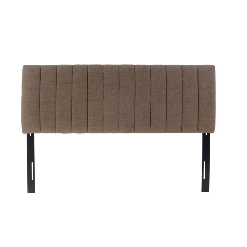 Channel Tufted Upholstered Headboard, Brown, Queen
