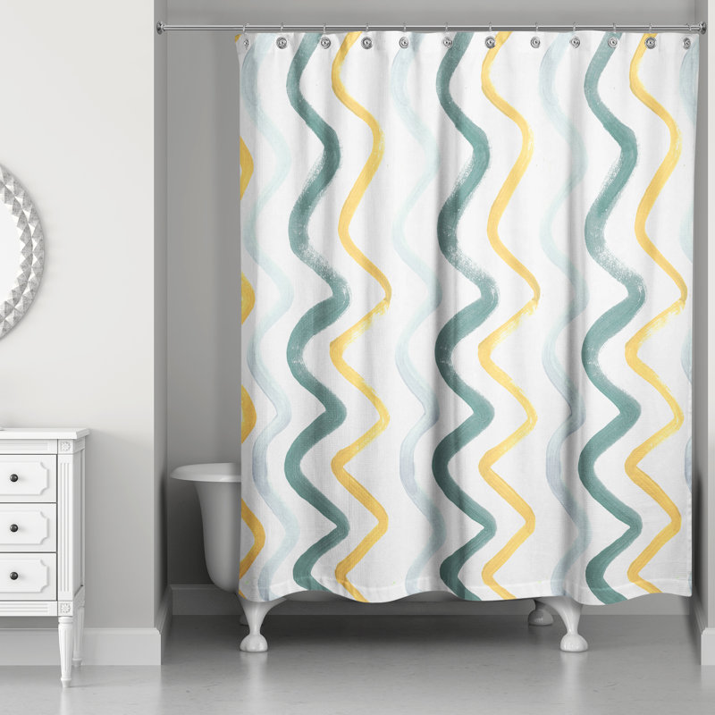 Rideau de douche Ritva, Bleu/jaune