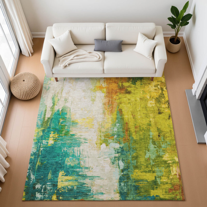 Tapis abstrait lavable à la machine Premium, Rectangle 2 pi 6 po x 3 pi 10 po