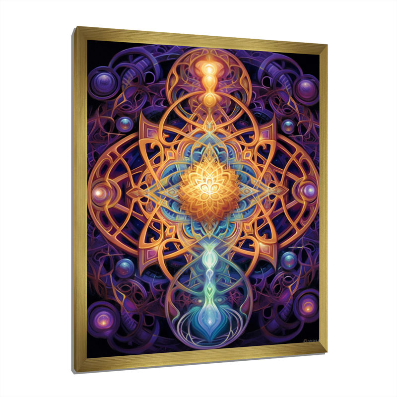 «Mystical Mandalas», reproduction sur toile, Cadre doré simple, H 40 po x l 30 po x P 1,5 po