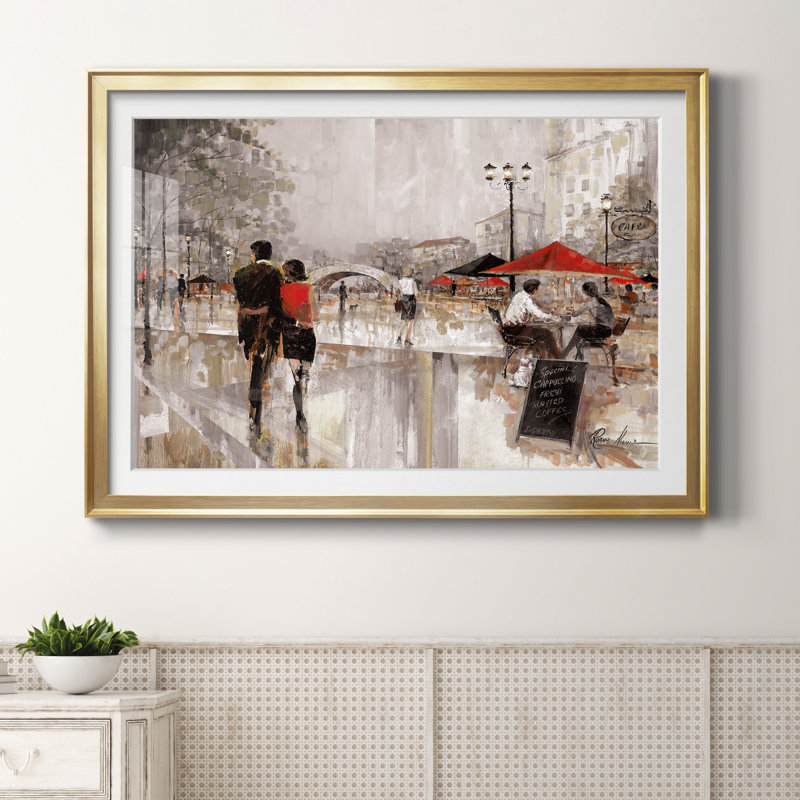 New York Romance - Reproduction d'art sur toile encadrée, Doré, H 26,5 po x l 36,5 po x P 1,5 po