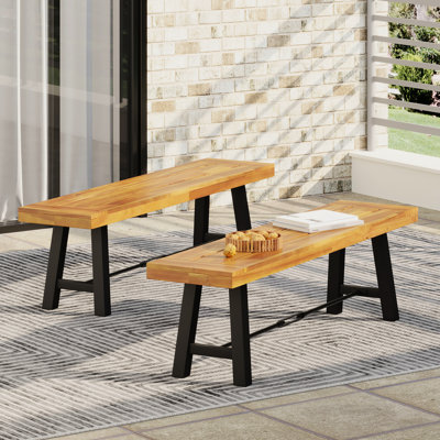 Banc en bois coloré pour l'extérieur, lambris, profondeur de 63 po, largeur de 14,5 po, hauteur de 17,55 po, poids de 31,39 lb