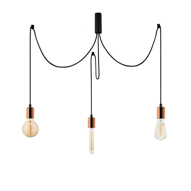 Lustre moderne en cuivre, hauteur réglable, 38,2 po x 38,2 po x 40,2 po | Corps en métal durable, 3 x douilles E27 (40 W maximum) | Conception élégante et novatrice, idéale pour le salon et la salle à manger, indice de protection IP20
