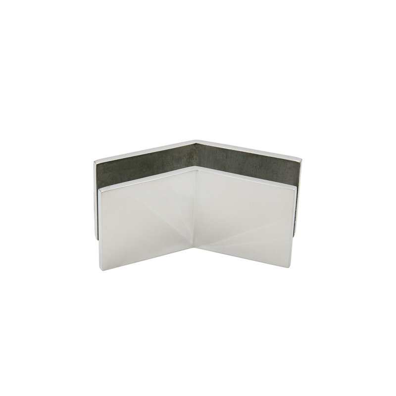 Pince pour devant de centre commercial FHC CMF26 - 135 degrés carrés pour verre de 3/8 po à 1/2 po - Acier inoxydable poli