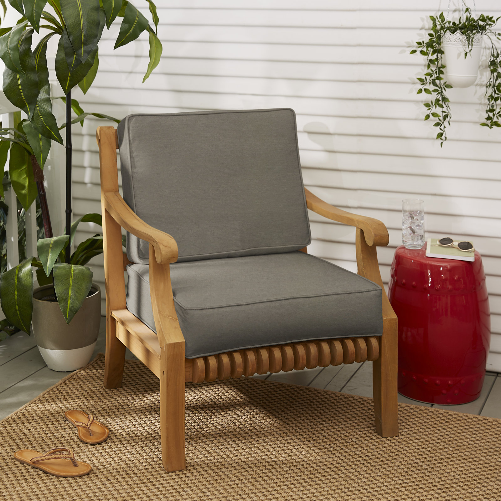 24" Sunbrella® Seat and Back Cushion, Canvas Taupe Sunbrella® Canvas, 23.5" W x 23" D, 5"