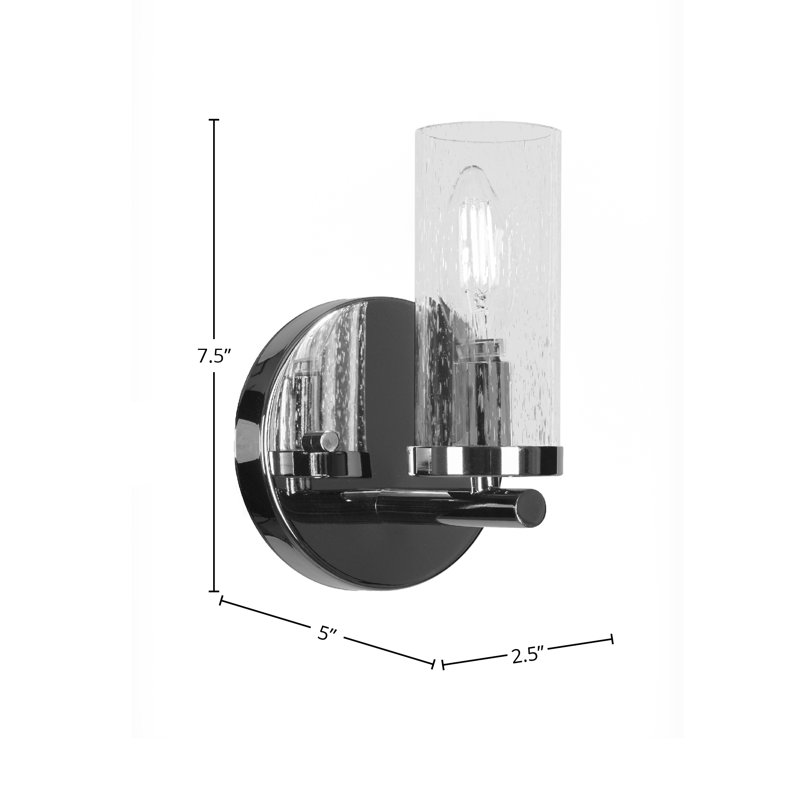 Nevena Wall Sconce Shown With 2.5” Glass, Chrome, Seedy