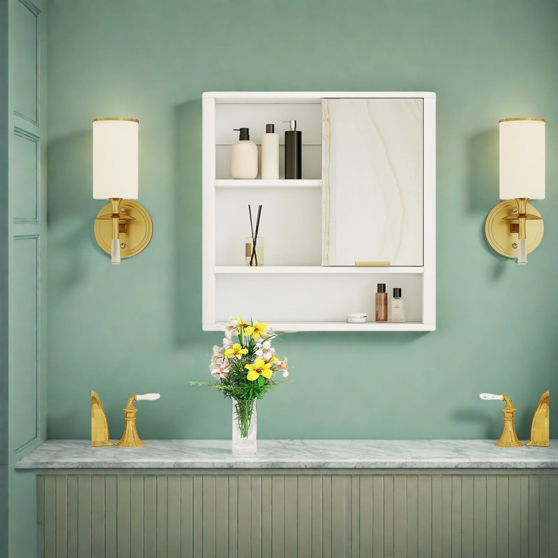 Armoires à pharmacie peu encombrantes, rangement pour salle de bain moderne en MDF blanc
