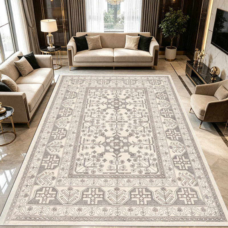1PC Vintage Distressed Neutral Geometric area rugs for Living Room, Soft and Comfortable, Suitable for all seasons, easy-to-maintain, machine washable Indoor floor mat, Under Table Farmhouse suitable for dining table, coffee table, bedroom, entryway,