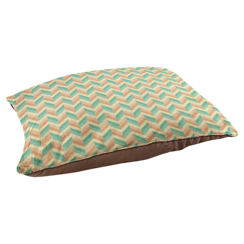 Coussin pour chien chevron Byrge, Grand (l 42,5 po x P 32,5 po x H 14 po), Vert / Orange