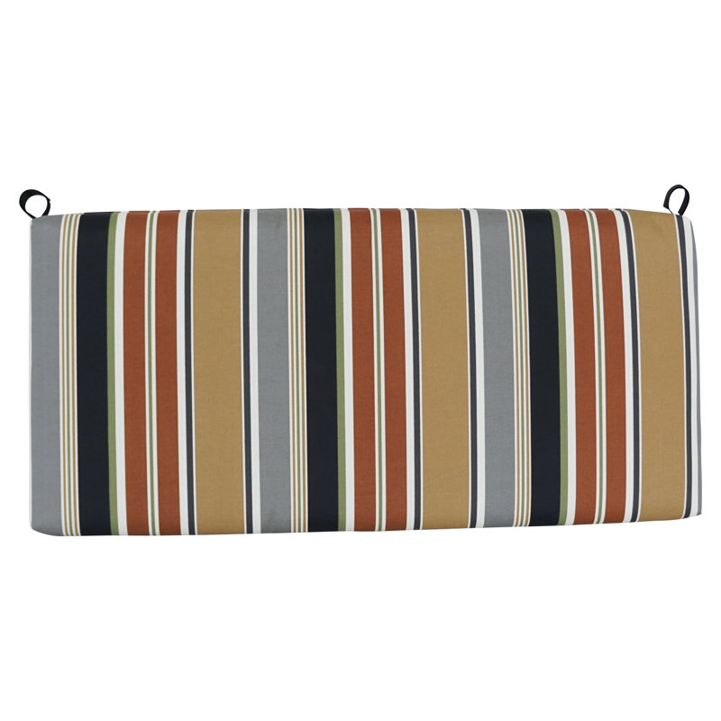Coussin de causeuse d'extérieur, L 42 po x P 19 po, Brun / noir / grès Bella rayé