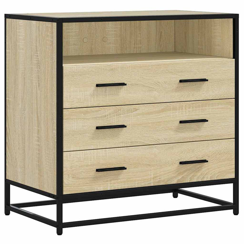 Stanely Metal Rectangle Accent Chest, Sonoma Oak