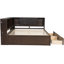 Lit de jour moderne en bois massif avec 5 tablettes de rangement, éclairage DEL intégré et station de chargement USB (Queen)-133398589-133398594-133398595