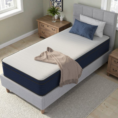 Matelas en mousse viscoélastique hybride avec ressorts ensachés 10/12 pouces pour lit simple / double / grand / très grand avec ressorts ensachés - lit dans une boîte pour isoler les mouvements, base réglable, certifié CertiPUR-US